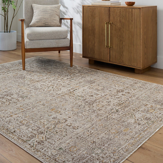 GABRY Galey Alix x Livabliss Vintage Traditional Oriental Boho Brown/Taupe Area Rug Roomscene
