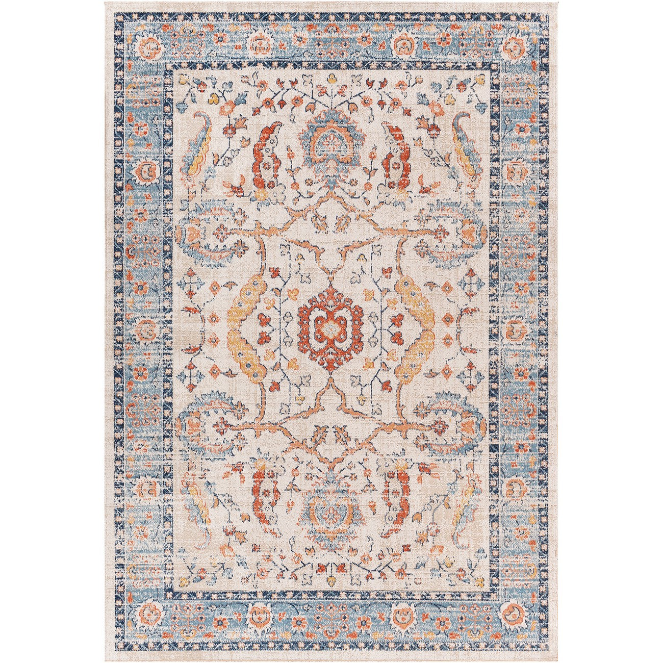 GALILEA Indoor & Outdoor Traditional Boho Burnt Orange Area Rug Flat