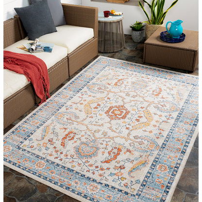 GALILEA Indoor & Outdoor Traditional Boho Burnt Orange Area Rug Roomscene