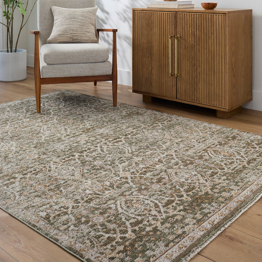 Myrtle Avenue VI Galey Alix x Livabliss Vintage Oriental Boho Olive/Medium Brown Rug