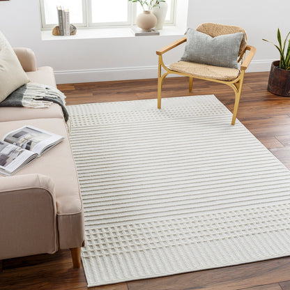 GAURI Machine Washable Modern Ivory Area Rug Roomscene