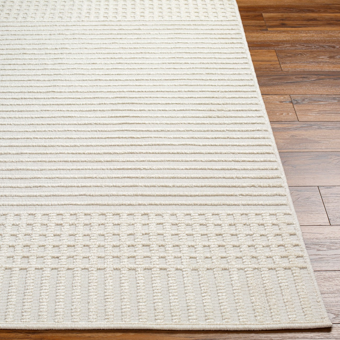 GAURI Machine Washable Modern Ivory Area Rug Front