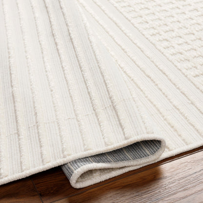 GAURI Machine Washable Modern Ivory Area Rug Fold