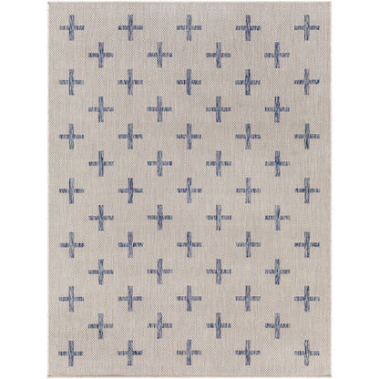GAVINA Indoor & Outdoor Global Dark Blue Area Rug Flat