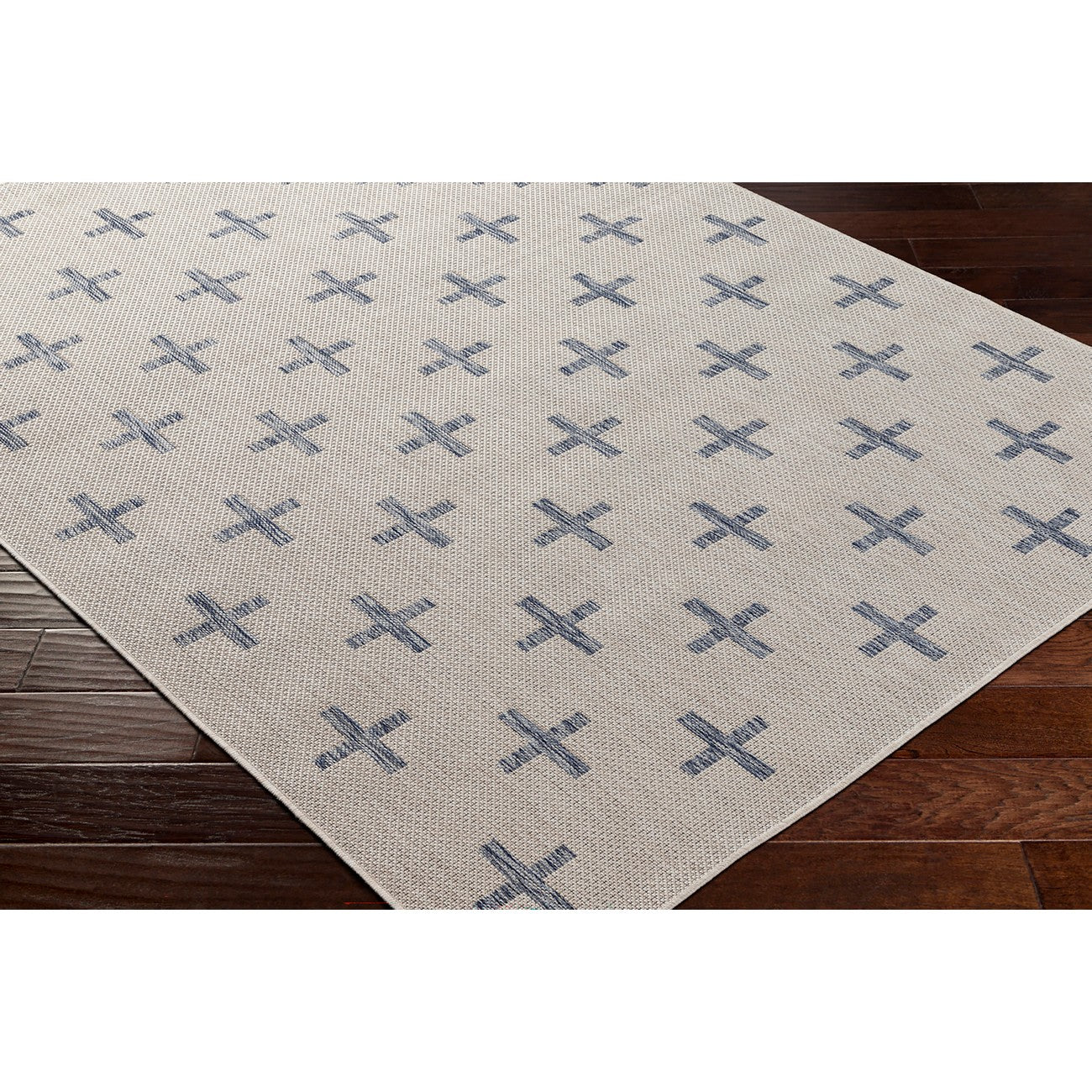 GAVINA Indoor & Outdoor Global Dark Blue Area Rug Corner