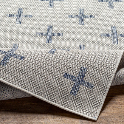 GAVINA Indoor & Outdoor Global Dark Blue Area Rug Fold