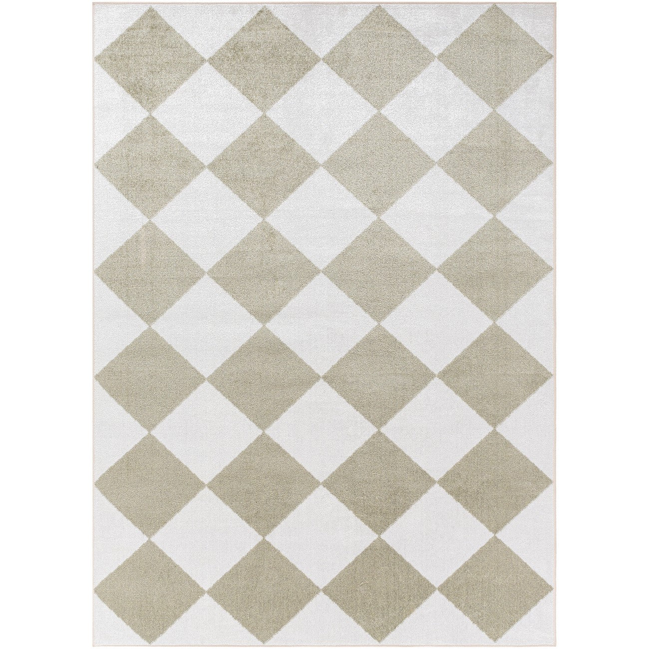 GHISLAINE Machine Washable Modern Boho Diamond Dusty Sage Area Rug Flat