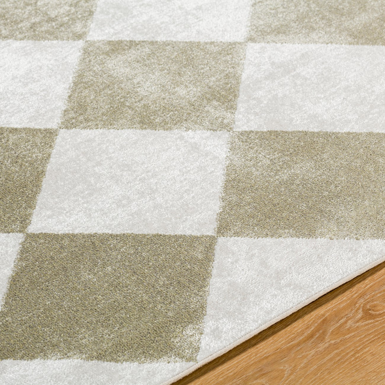 GHISLAINE Machine Washable Modern Boho Diamond Dusty Sage Area Rug Texture