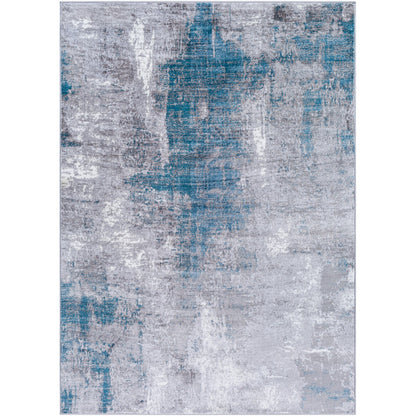 GIULIA Abstract Modern Marble Teal Area Rug Flat