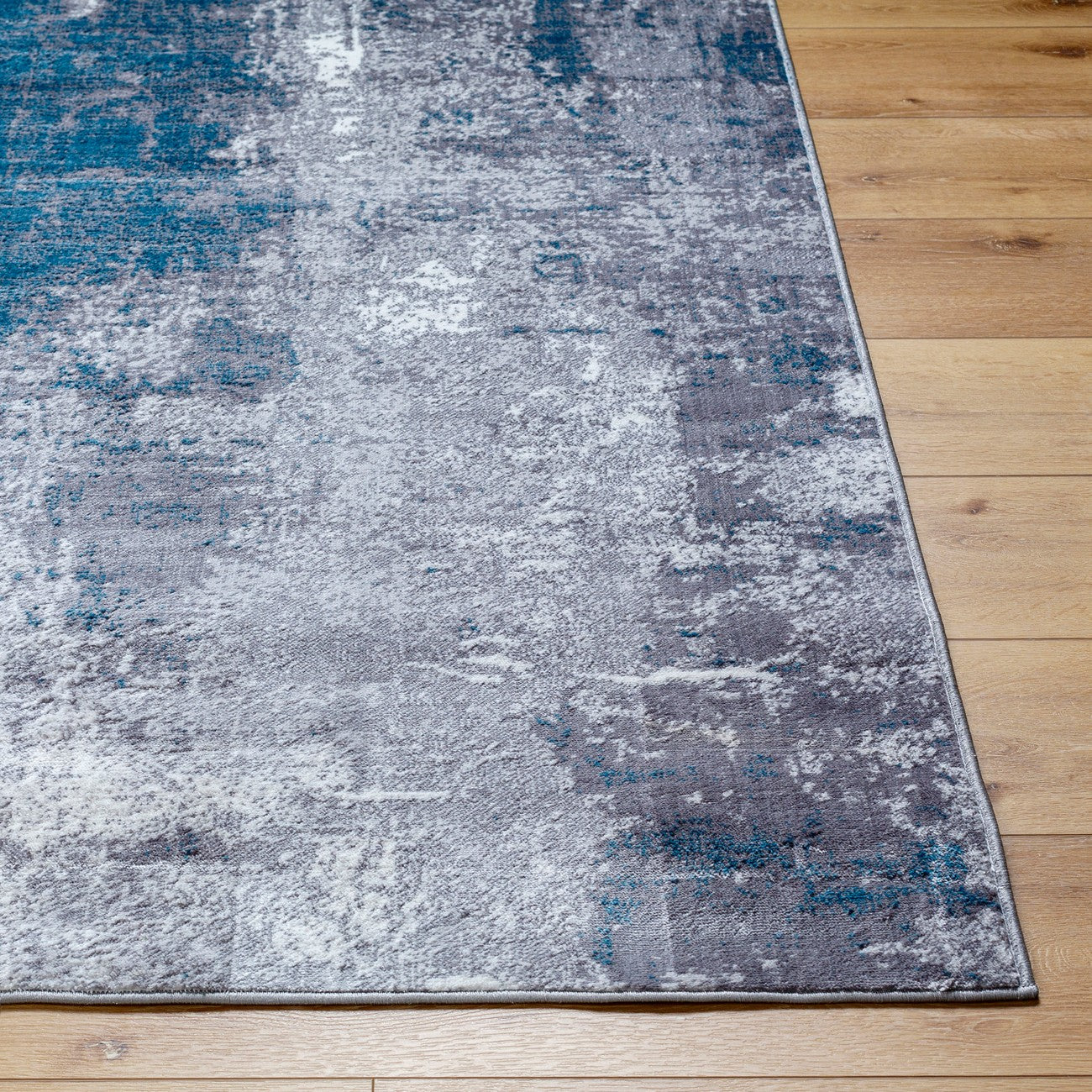 GIULIA Abstract Modern Marble Teal Area Rug Front