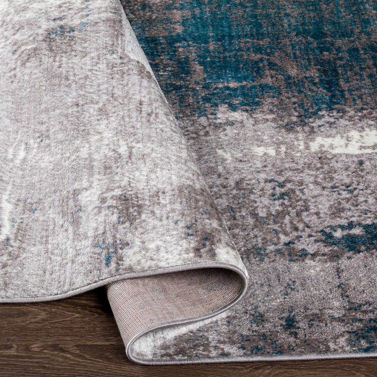GIULIA Abstract Modern Marble Teal Area Rug Fold