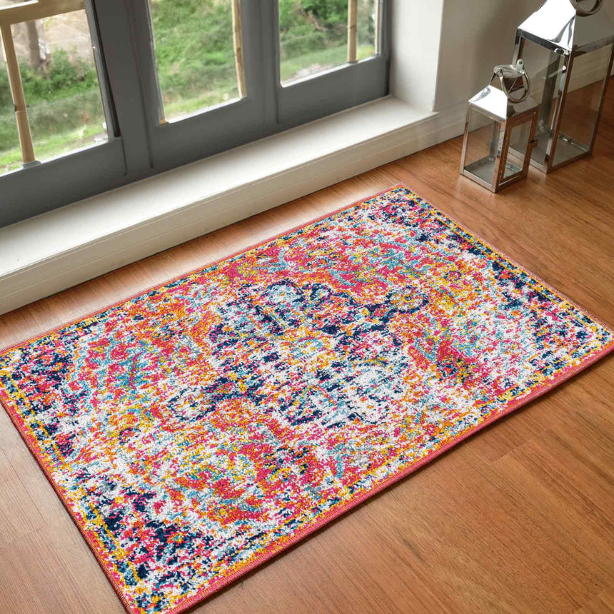 Lou Vintage Oriental Boho Orange/Dark Blue Rug