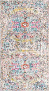 Lou Vintage Oriental Boho Teal/Beige Rug