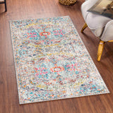 Lou Vintage Oriental Boho Teal/Beige Rug