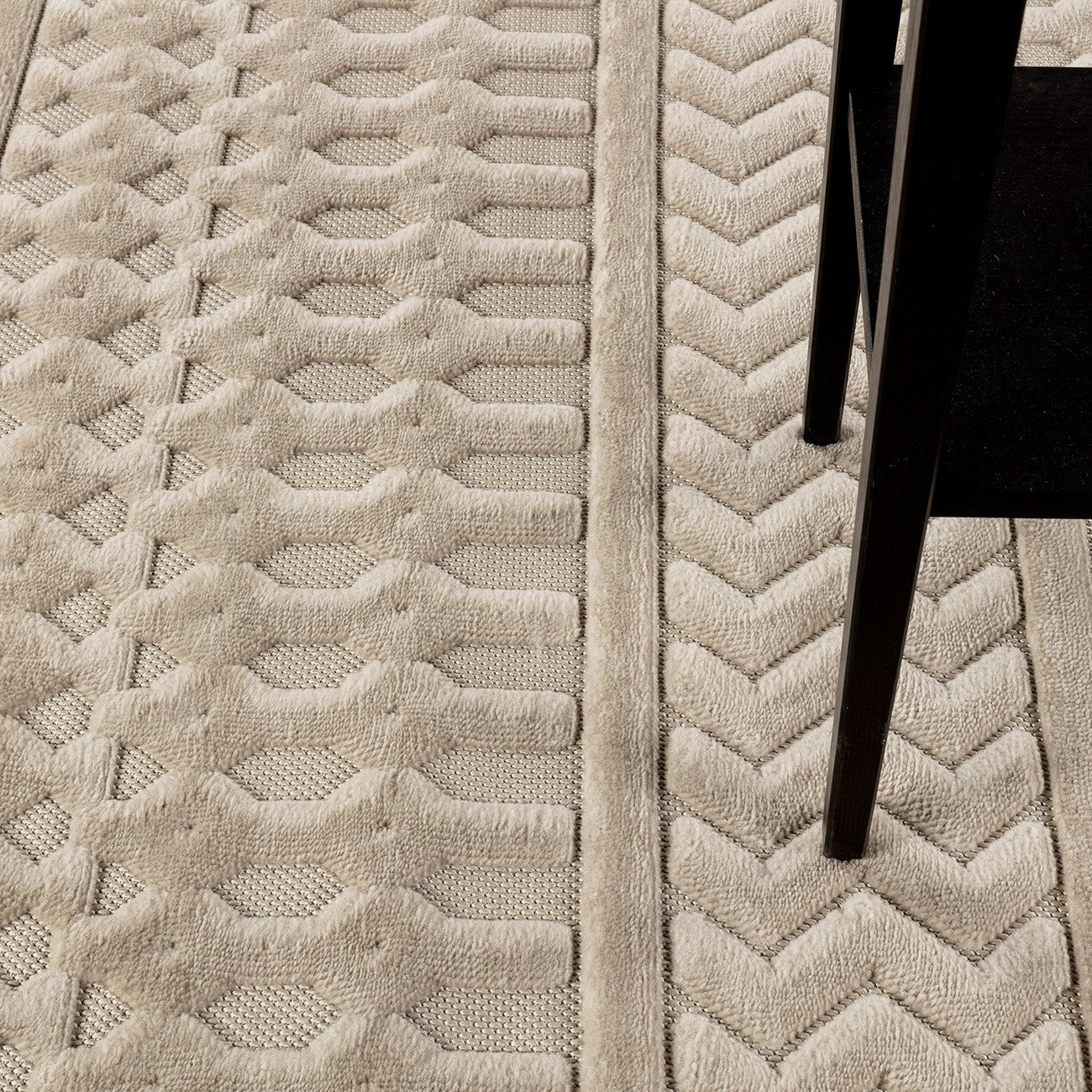 HARUKA Indoor & Outdoor 3D High & Low Pile Textured Beige Area Rug Swatch