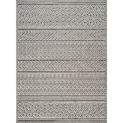 HARUKA Indoor & Outdoor 3D High & Low Pile Textured White Area Rug LMM2327 Flat