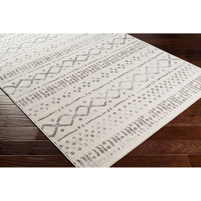 HATIVI Scandi Global Light Grey Area Rug Corner