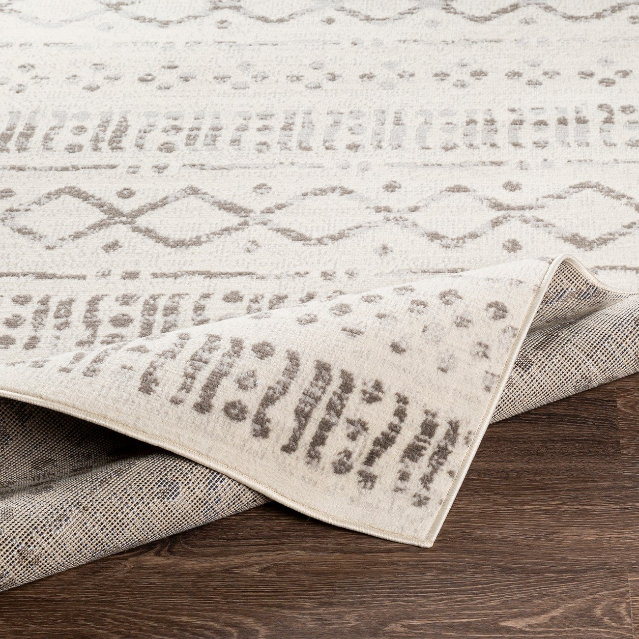 HATIVI Scandi Global Light Grey Area Rug Fold