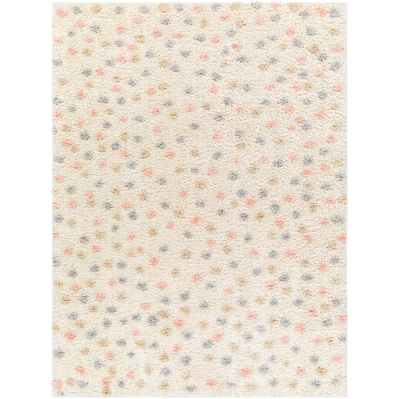 HEKUBA Shaggy Modern Plush Pile Black/Ivory Polka Dot Area Rug 2348 Flat