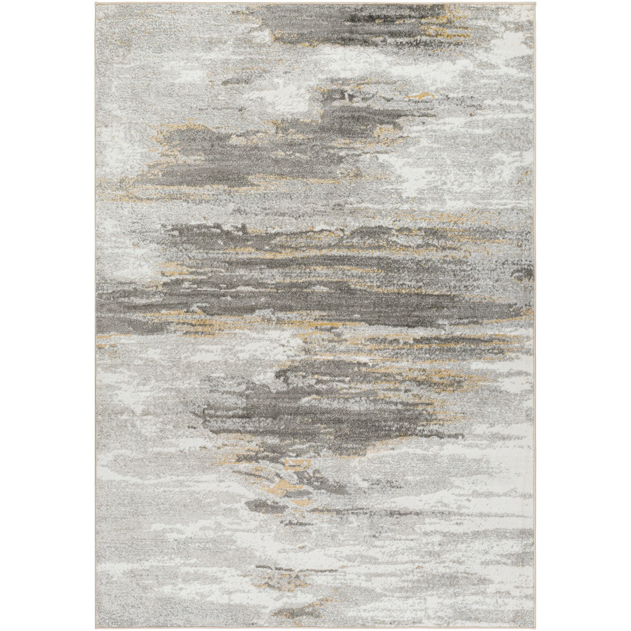 HILA Abstract Modern Marble Charcoal/Off-White Area Rug Flat