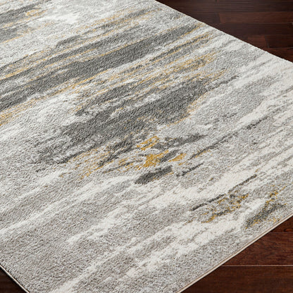 HILA Abstract Modern Marble Charcoal/Off-White Area Rug Corner