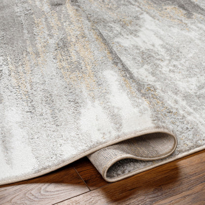 HILA Abstract Modern Marble Charcoal/Off-White Area Rug Fold