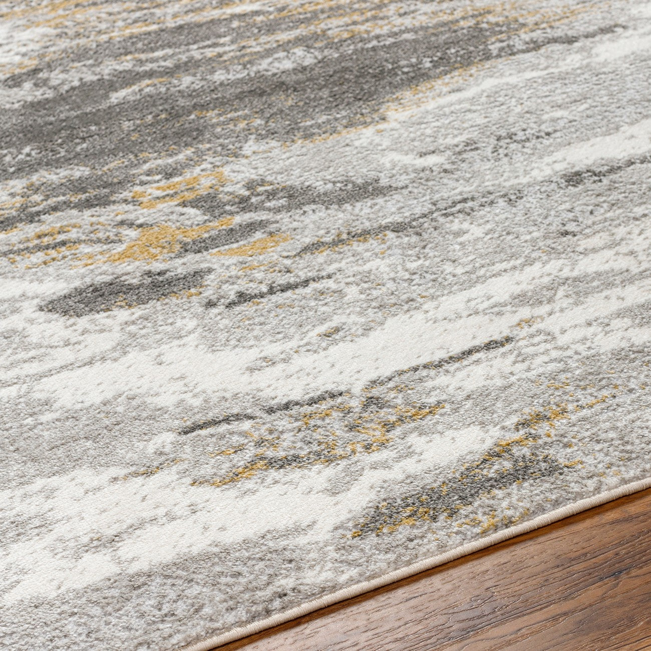 HILA Abstract Modern Marble Charcoal/Off-White Area Rug Texture