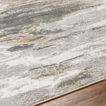 HILA Abstract Modern Marble Charcoal/Off-White Area Rug Texture