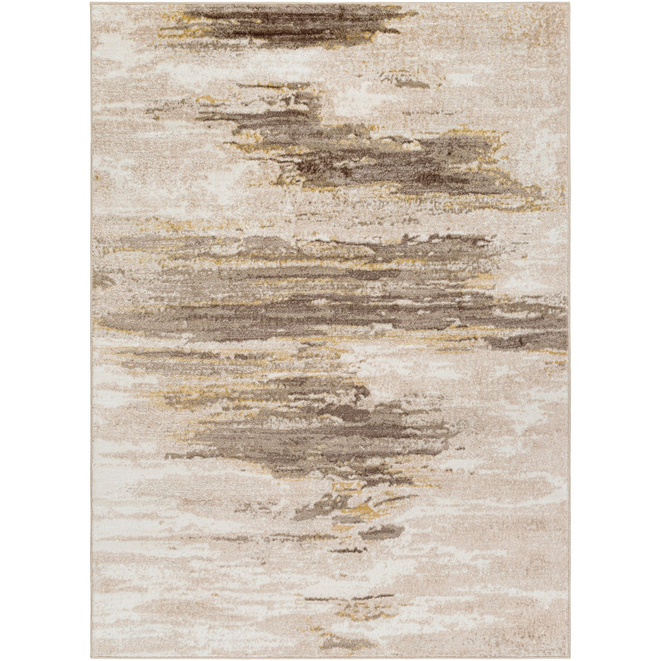HILA Abstract Modern Marble Dark Brown/Off-White Area Rug Flat