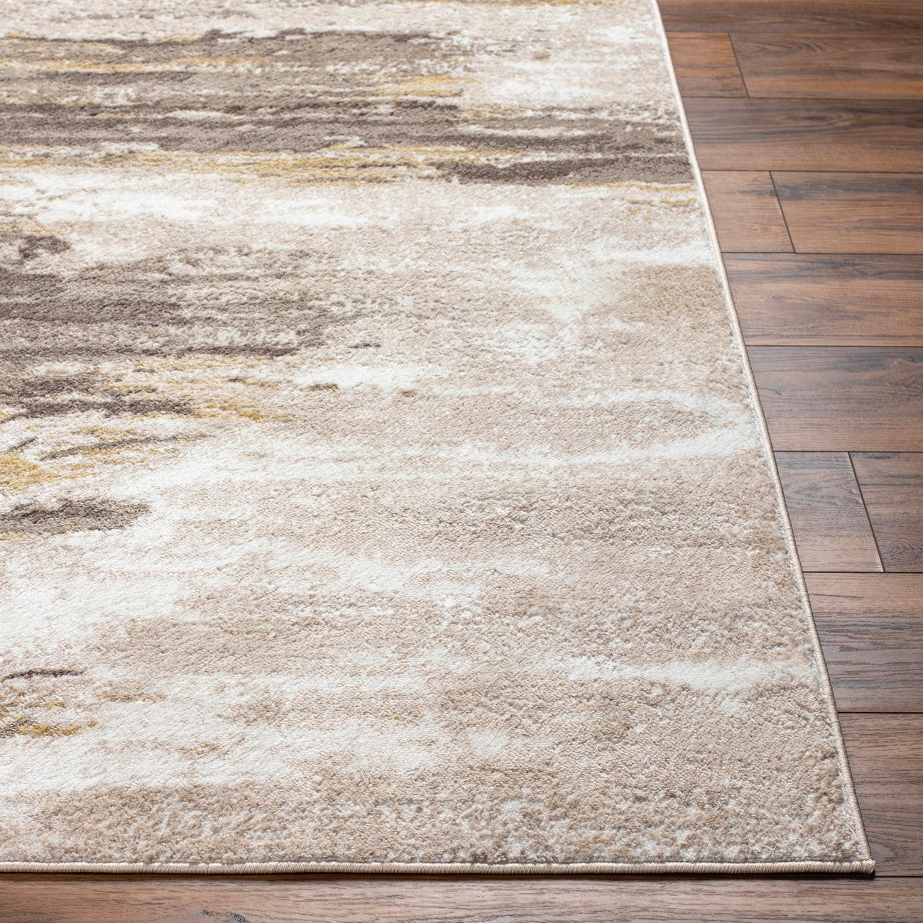 HILA Abstract Modern Marble Dark Brown/Off-White Area Rug Front