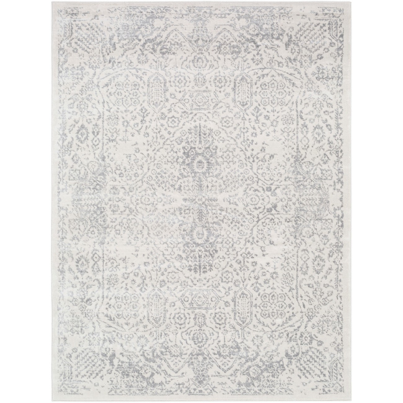 HINDAH Vintage Traditional Oriental Boho Medium Grey Area Rug Flat