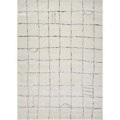 HOPE Scandi Modern High Pile Ivory/Black Area Rug Flat