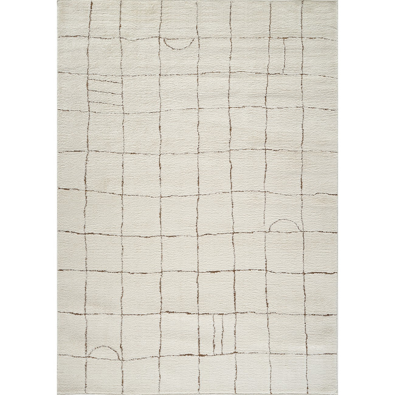 HOPE Scandi Modern High Pile Ivory/Brown Area Rug Flat