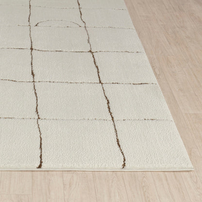 HOPE Scandi Modern High Pile Ivory/Brown Area Rug Front