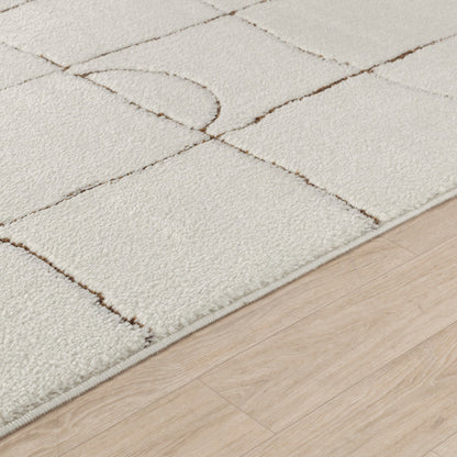 HOPE Scandi Modern High Pile Ivory/Brown Area Rug Texture