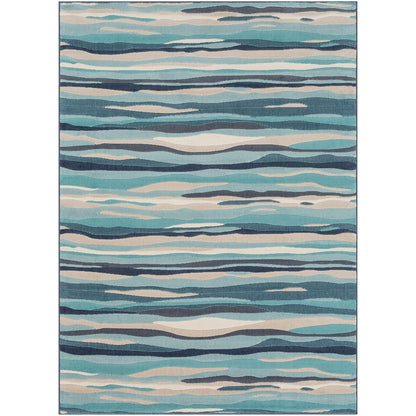 HOUDA Scandi Modern Aqua Area Rug Flat