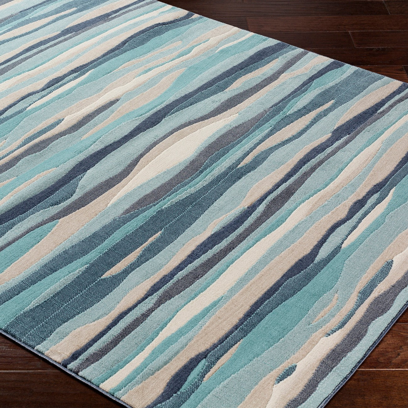HOUDA Scandi Modern Aqua Area Rug Corner