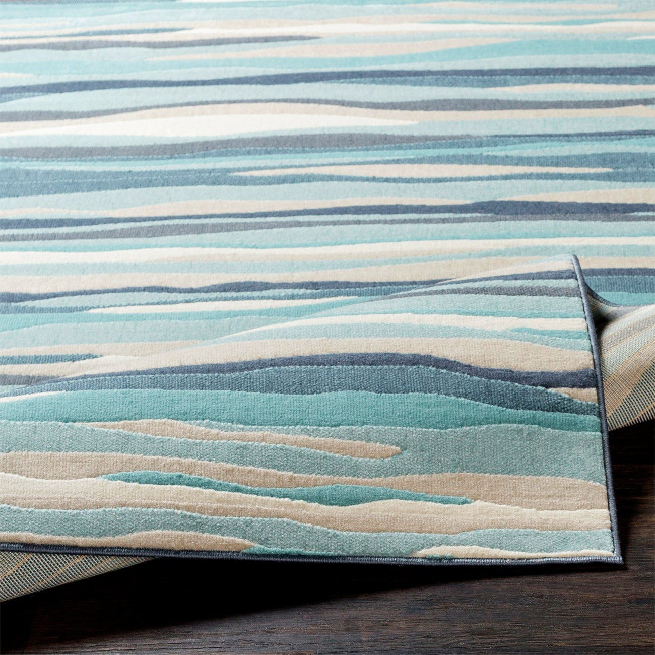 HOUDA Scandi Modern Aqua Area Rug Fold
