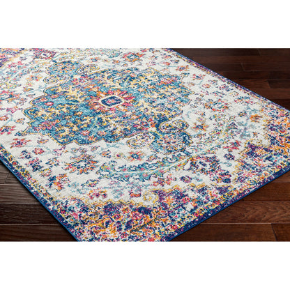 LOU Vintage Traditional Oriental Boho Orange/Dark Blue Area Rug Corner