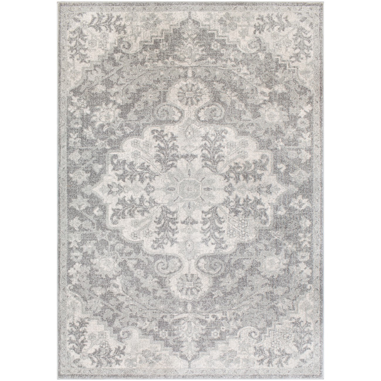 LOU Vintage Traditional Oriental Boho Charcoal Area Rug Flat
