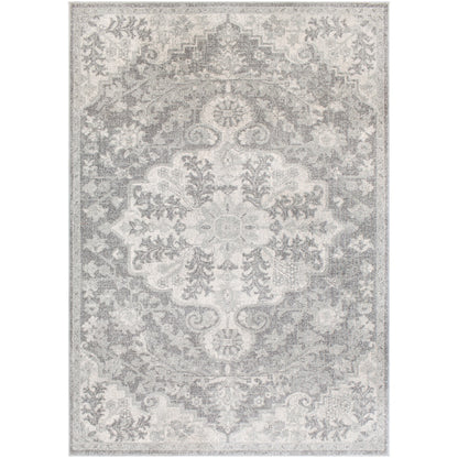 LOU Vintage Traditional Oriental Boho Charcoal Area Rug Flat