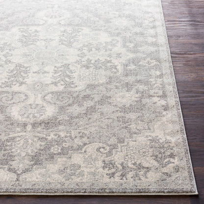 LOU Vintage Traditional Oriental Boho Charcoal Area Rug Front