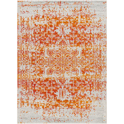 JULIETTE Vintage Traditional Oriental Boho Orange/White Area Rug Flat