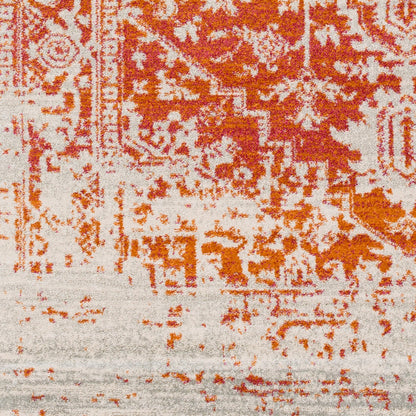 JULIETTE Vintage Traditional Oriental Boho Orange/White Area Rug Swatch