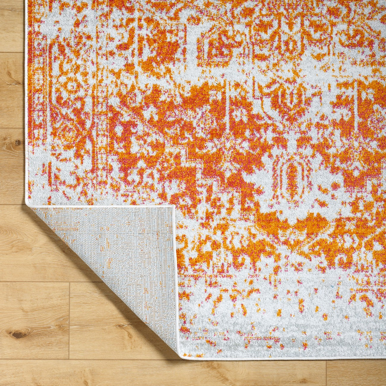 JULIETTE Vintage Traditional Oriental Boho Orange/White Area Rug Fold