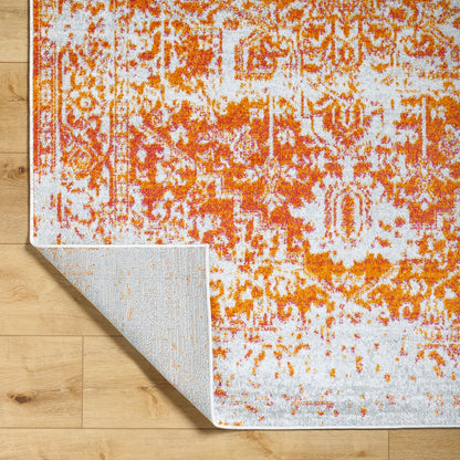 JULIETTE Vintage Traditional Oriental Boho Orange/White Area Rug Fold