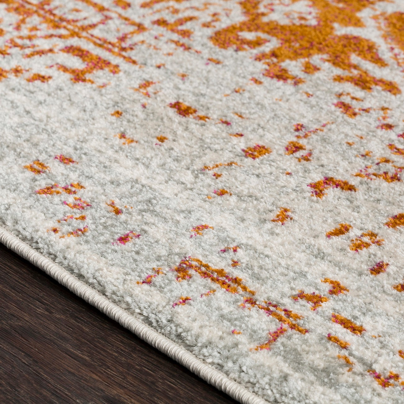 JULIETTE Vintage Traditional Oriental Boho Orange/White Area Rug Texture