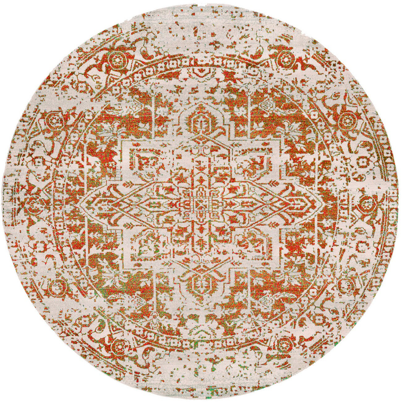 JULIETTE Vintage Traditional Oriental Boho Orange/White Area Rug Flat