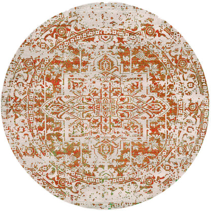 JULIETTE Vintage Traditional Oriental Boho Orange/White Area Rug Flat
