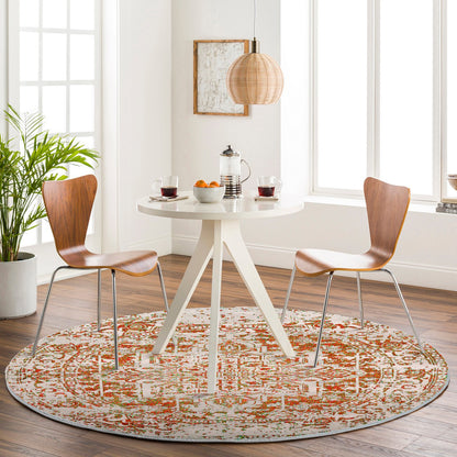 JULIETTE Vintage Traditional Oriental Boho Orange/White Area Rug Roomscene